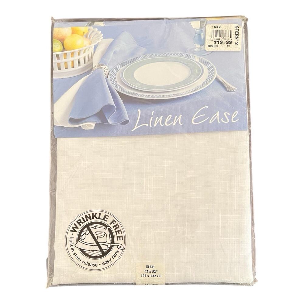 Vintage BARDWIL LINENS Linen Ease Tablecloth 52”x 52” NEW in PACKAGE White